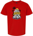 Load image into Gallery viewer, I Need Jesus and the Beach Children's Gildan Soft Shirt