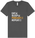 Load image into Gallery viewer, Eat. Sleep. Podcast. Repeat. Unisex V-Neck Shirt