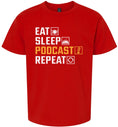 Load image into Gallery viewer, Eat. Sleep. Podcast. Repeat. Children's Gildan Soft Shirt