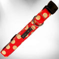Load image into Gallery viewer, Polka Dot Dog Collars, Leads and Bows on Red - 3 Styles
