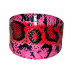 Fuchsia/Light Pink/Red & Black Custom Snake 4 Wide Style Collar
