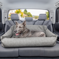 Load image into Gallery viewer, PupProtector™ Faux Leather Memory Foam Dog Car Bed - Slate Gray