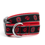 Ohio State Block O Paw Print Black Dog Collar