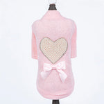 Pearl Heart Dog Sweater Baby Pink