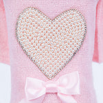 Pearl Heart Dog Sweater Baby Pink