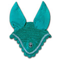 Load image into Gallery viewer, Teal Fly Hat by Southlake Paws featuring crochet design, scalloped edges, and decorative ear flaps.