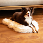 PupRug Faux Fur Orthopedic Dog Bed - Curve White with Brown Accents