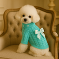 Load image into Gallery viewer, Pearl Bow Cable Knit Dog Sweater – Luxe Winter Petwear - image 4