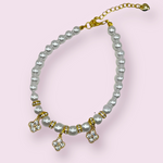 Pearl and Crystal Fleur Dog Necklace