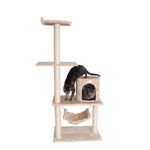 GleePet GP78590221 59-Inch Cat Tree In Beige With Hammock and Round Condo