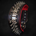 Load image into Gallery viewer, Set collar and leash. spikes & stainless steel, 2.8 inch wide. Made in Europe!