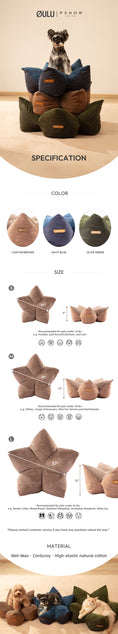 Load image into Gallery viewer, OULU X PEHOM - CUDDLE PET PILLOW BED- Navy Blue / Olive Green / Canyon Brown