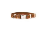 Bestseller Quick-Release Earth Brown Leather Dog Collar with Metal Buckle