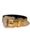 Load image into Gallery viewer, Glam Gold Embossed Studded Italian Leather With Our Custom Swarovski Crystal Buckle