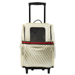 RIO Ivory Quilted with Stripe Rolling Carrier 3 in 1 carrier! Airline Approved Carrier, Back Pack, and Car Seat!!