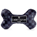 Load image into Gallery viewer, Black Checker Chewy Vuiton Bone Squeaker Dog Toy