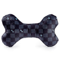 Load image into Gallery viewer, Black Checker Chewy Vuiton Bone Squeaker Dog Toy