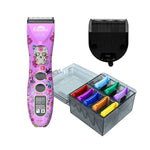 Flash5 5-in-1 Digital Cordless Clipper Purple/Skull with Comb Set and Detailer Blade by Kenchii