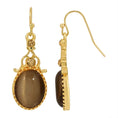 Load image into Gallery viewer, Topaz Crystal And Topaz Cat Eye Oval Drop Earrings