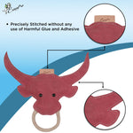 ExionPro Natural Leather Bull Dog Toy with Non Toxic Fiber Stuffing- Pink Color