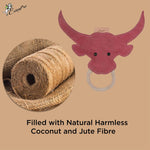 ExionPro Natural Leather Bull Dog Toy with Non Toxic Fiber Stuffing- Pink Color