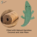 Load image into Gallery viewer, ExionPro Natural Leather Crocodile Dog Toy with Non Toxic Fiber Stuffing- Green Color