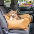 Load image into Gallery viewer, PupProtector™ Faux Leather Memory Foam Dog Car Bed - Camel