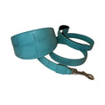 Load image into Gallery viewer, The Tiffany Collection. Gorgeous Turquoise Blue Embossed Croc Italian Leather 3” Wide Style Collar, With Silver Hardware