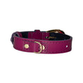 Load image into Gallery viewer, XS 7-14 Purple Patent Italian Leather Collar/Custom Gold Oval Italian Hardware by Allysa Payne Beverly Hills