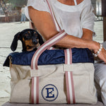 Canvas Bag And Navy Blue Dog Carrier