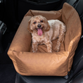 Load image into Gallery viewer, PupProtector™ Faux Leather Memory Foam Dog Car Bed - Camel