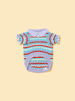 Pet & Me Spring Summer Lavender Ruffle Crochet Short Sleeve Polo Shirt