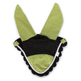 Load image into Gallery viewer, Lemongrass Fly Hat by Southlake Paws with green glittery ears and a black crocheted base, designed for pet fly protection.