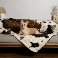 Load image into Gallery viewer, PupProtector™ Waterproof Throw Blanket - Brown Faux Cowhide