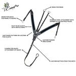 ExionPro Wide Elastic 3 Point Breastplate - Navy Blue Elastic with White Lines