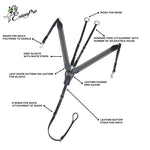 ExionPro Wide Elastic 3 Point Breastplate - Grey Elastic & White Lines