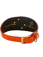 Orange Snake Collar With Green Rhinestone Alligators