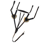 ExionPro 5 Point Breastplate with Sheepskin Padding - Navy Blue Elastic & White Lines