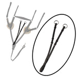 ExionPro 5 Point Breastplate with Sheepskin Padding - Navy Blue Elastic & Yellow Line