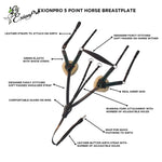 ExionPro 5 Point Breastplate with Sheepskin Padding - Green Elastic & White Lines