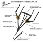 ExionPro 5 Point Breastplate with Sheepskin Padding - Green Elastic & Yellow Lines