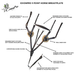 ExionPro 5 Point Breastplate with Sheepskin Padding - Grey Elastic & White Lines