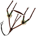 ExionPro 5 Point Breastplate with Sheepskin Padding - Green Elastic & Yellow Lines