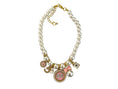 Load image into Gallery viewer, Pearls and Bow Charm Dog Necklace