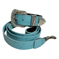 Load image into Gallery viewer, The Tiffany Collection. Gorgeous Turquoise Blue Embossed Croc Italian Leather Collar & Leash Set, With Our Custom Swarovski Crystal Hardware