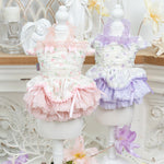 Luxury Japanese design Dog dress chiffon little bow floral