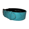 Load image into Gallery viewer, The Tiffany Collection. Gorgeous Turquoise Blue Embossed Croc Italian Leather Collar, With Our Classic Silver Hardware