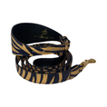 Load image into Gallery viewer, Black & Gold Zebra Print Italian Leather Collar & Leash Set