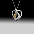 Load image into Gallery viewer, Girl Hugging Dog Heart Shaped Pendant- 925 Sterling Silver Two Toned Piece