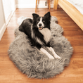 Load image into Gallery viewer, PupRug Faux Fur Orthopedic Dog Bed - Curve Charcoal Grey